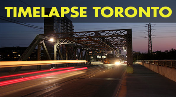 Thumbnail for Time lapse Toronto stock footage collection showing Queen Street Viaduct bridge at night with light trails